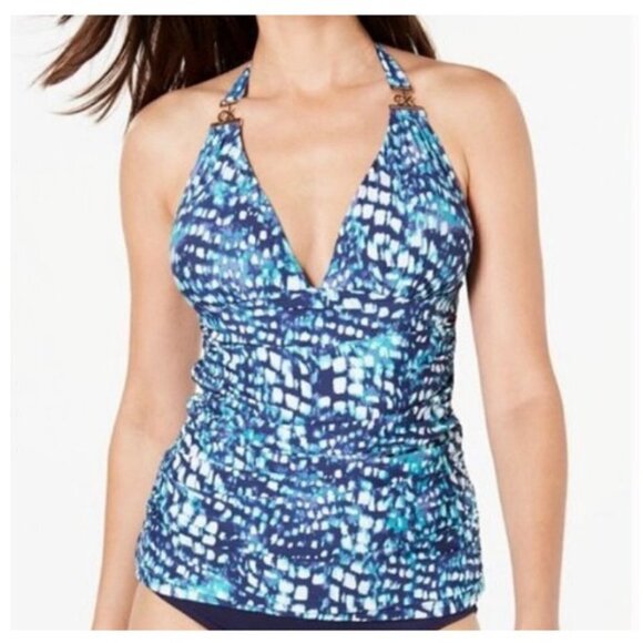 Calvin Klein Tankini Navy Abstract Feather - Picture 1 of 14